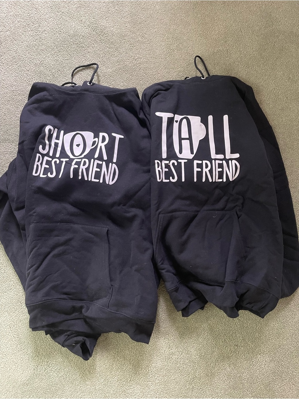 Matching 'Short Best Friend' & 'Tall Best Friend' Black Hoodie Set (L and M)